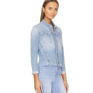 L'Agence Janelle Slim Raw-Edge Denim Jacket Women's Large